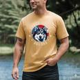 Proud Husky Dad American Flag Patriotic Husky Dad Men's Comfort Colors T-Shirt Mustard