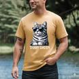 Tabby Daddy Cat Dad Graphic Grey Tabby Cat Lover Men's Comfort Colors T-Shirt Mustard