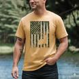 US Flag Deer Elk Buck Camoflage Hunting Hunter Dad Grandpa Men's Comfort Colors T-Shirt Mustard
