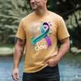 I Wear Teal And Purple In Memory My Son Suicide Prevention Men's Comfort Colors T-Shirt Mustard I Wear Teal And Purple In Memory My Son Suicide Prevention Men's Comfort Colors T-Shirt Mustard