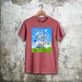 Frutiger Aero Aesthetic Tech Cherry Blossom Fishes Bubbles Raglan Baseball Tee Men's Comfort Colors T-Shirt Crimson