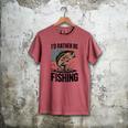 I'd Rather Be Fishing Bass Fish Dad Joke American Flag Men's Comfort Colors T-Shirt Crimson