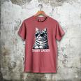Tabby Daddy Cat Dad Graphic Grey Tabby Cat Lover Men's Comfort Colors T-Shirt Crimson