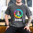 2033 Graduation Class Year Tie Dye Peace Sign Men's Comfort Colors T-Shirt Pepper