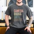 Camera Books Cats And Coffee Lover Photography Men Women Men's Comfort Colors T-Shirt Pepper