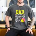 Dad Of The Birthday Girl Softball Player Theme B-Day Daddy Men's Comfort Colors T-Shirt Pepper