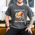 Easily Distracted By Books And Gnomes Book Reading Gnome Men's Comfort Colors T-Shirt Pepper