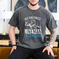 My Favorite Lineman Calls Me Dad American Football Lineman Men's Comfort Colors T-Shirt Pepper