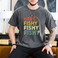 Fishing Here-Fishy Bass Fish Dad Men's Comfort Colors T-Shirt Pepper