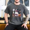 Ghost Reading Book Coquette Bow Halloween Girl Toddler Kid Premium Men's Comfort Colors T-Shirt Pepper