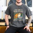 I Just Want To Read Books And Pet Cats Introvert Men's Comfort Colors T-Shirt Pepper