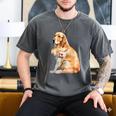 I Love Dad Patriotic Golden Retriever Canine Dog Lover Men's Comfort Colors T-Shirt Pepper