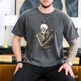 Skeleton Hugging Cat Halloween Cat Lover Cat Mom Dad Men's Comfort Colors T-Shirt Pepper