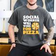 Social Worker Will Work For Pizza Graduation Men's Comfort Colors T-Shirt Pepper