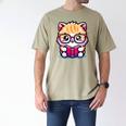 Adorable Book Lover Persian Cat With Reading Glasses Cute Men's Comfort Colors T-Shirt Khaki Adorable Book Lover Persian Cat With Reading Glasses Cute Men's Comfort Colors T-Shirt Khaki
