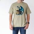 Book Lover Bookworm Reading Books Dragon Sci-Fi Character Men's Comfort Colors T-Shirt Khaki
