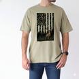 Camo Deer American Flag Graphic Hunting Men Dad Boys Men's Comfort Colors T-Shirt Khaki