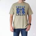 Cheer Dad Daddy Bow Sport Cheerleader Cheerleading Blue Men's Comfort Colors T-Shirt Khaki
