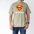 DC Comics Superman Father's Day Super Dad Logo Men's Comfort Colors T-Shirt Khaki