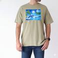 Frutiger Aero Dolphin Sunset Ocean With Palm Trees Y2k Premium Men's Comfort Colors T-Shirt Khaki Frutiger Aero Dolphin Sunset Ocean With Palm Trees Y2k Premium Men's Comfort Colors T-Shirt Khaki