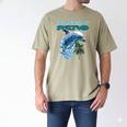 Frutiger Aero Splashy Dolphin Y2k Aesthetic Graphic Men's Comfort Colors T-Shirt Khaki