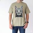 Glitch Weird Cat Kitten Optical Illusion Cat Mom Dad Men's Comfort Colors T-Shirt Khaki
