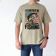 I'd Rather Be Fishing Bass Fish Dad Joke American Flag Men's Comfort Colors T-Shirt Khaki