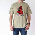 Marvel Super Heroes Pets Deadpool Loves Dogpool Dog Dad Men's Comfort Colors T-Shirt Khaki