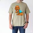 Poodle I Love Dad Tattoo Apparel Dog Dad Dads For Men Women Men's Comfort Colors T-Shirt Khaki