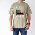 Proud Coast Guard Dad USCG American Flag T-Shirt Men's Comfort Colors T-Shirt Khaki