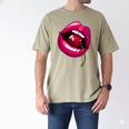 Rainbow Lips With a Cherry In The Mouth 80s Nostalgia Premium Tri-Blend Men's Comfort Colors T-Shirt Khaki Rainbow Lips With a Cherry In The Mouth 80s Nostalgia Premium Tri-Blend Men's Comfort Colors T-Shirt Khaki