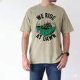 We Ride At Dawn Lawn Mower Zero-Turn Dad Mowing Men's Comfort Colors T-Shirt Khaki
