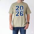 Senior 2026 Graduation Varsity Navy Blue On The Back Men's Comfort Colors T-Shirt Khaki