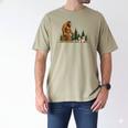 Shih Tzu Bigfoot Dog Walking Mom Dad Kids Men's Comfort Colors T-Shirt Khaki