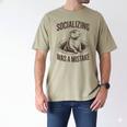 Socializing Was a Mistake Prairie Dog Introverts Humor Men's Comfort Colors T-Shirt Khaki