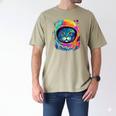 Space Cat Mom Cat Dad Men Women Kids Astronaut Space Men's Comfort Colors T-Shirt Khaki