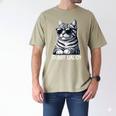 Tabby Daddy Cat Dad Graphic Grey Tabby Cat Lover Men's Comfort Colors T-Shirt Khaki