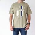 Thin Blue Line Proud Dad Police Family T-Shirt Men's Comfort Colors T-Shirt Khaki