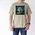 Van Gogh Starry Night Cat For Cat Lover Cat Mom And Cat Dad Men's Comfort Colors T-Shirt Khaki Van Gogh Starry Night Cat For Cat Lover Cat Mom And Cat Dad Men's Comfort Colors T-Shirt Khaki