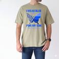I Wear Blue In Memory For My Son Colon Cancer Awareness Men's Comfort Colors T-Shirt Khaki I Wear Blue In Memory For My Son Colon Cancer Awareness Men's Comfort Colors T-Shirt Khaki