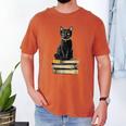 Cat Sitting On Books Men's Comfort Colors T-Shirt Yam
