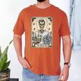 Cheer Dad Tarot Card Skeleton Cheerleading Fathers Day Men's Comfort Colors T-Shirt Yam