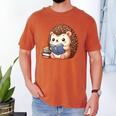 Cute Hedgehog Book Lover Readers Animal Reading Men's Comfort Colors T-Shirt Yam