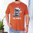 Ew People Christmas Cat Santa Hat Dad Introvert Men's Comfort Colors T-Shirt Yam