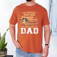 My Favorite Soccer Player Calls Me Dad US Flag Fathers Day Men's Comfort Colors T-Shirt Yam