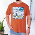 Frutiger Aero Aesthetic Tech Great Wave Of Kanagawa Fishes Men's Comfort Colors T-Shirt Yam