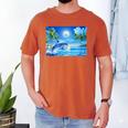 Frutiger Aero Dolphin Sunset Ocean With Palm Trees Y2k Men's Comfort Colors T-Shirt Yam