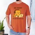 Go Away I'm Introverting Cozy Cat With Laptop And Coffee Men's Comfort Colors T-Shirt Yam Go Away I'm Introverting Cozy Cat With Laptop And Coffee Men's Comfort Colors T-Shirt Yam