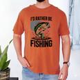 I'd Rather Be Fishing Bass Fish Dad Joke American Flag Men's Comfort Colors T-Shirt Yam