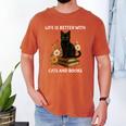 Life Is Better With Cats And Books Cute Cat Lover For Men Women Kids Men's Comfort Colors T-Shirt Yam